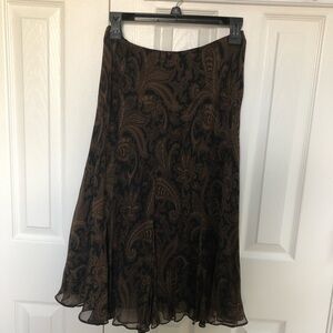 Ralph Lauren 100% silk black/brown paisley skirt - mint/new condition | sz P/L